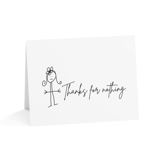 Thanks For Nothing - Humorous Greeting Cards from ClaireOutThere (1, 10, 30, 50 pcs)